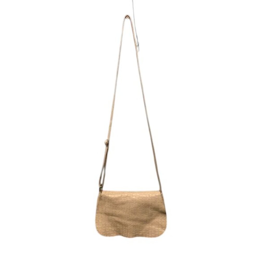 Pelletteria‎ Veneta Beige Croc Embossed Leather Crossbody Bag Italy Flap Purse
